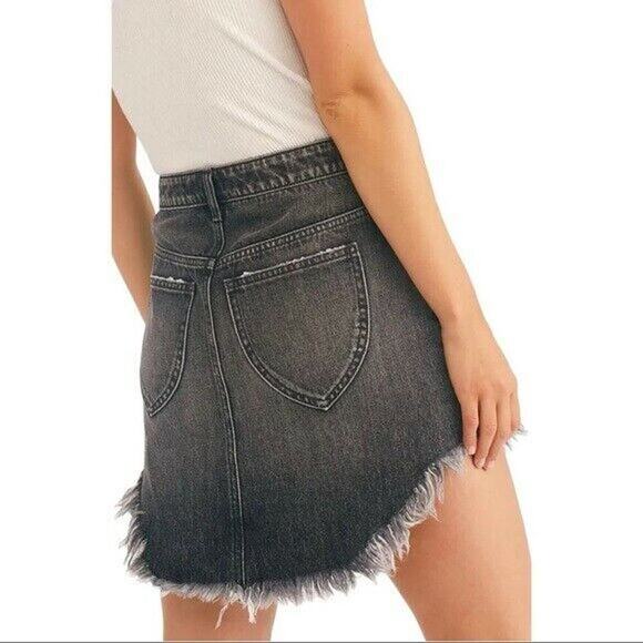 Free People Bailey Maverick Mini Skirt Women's Size 24 Frayed Raw Hem Denim NEW - Picture 2 of 12